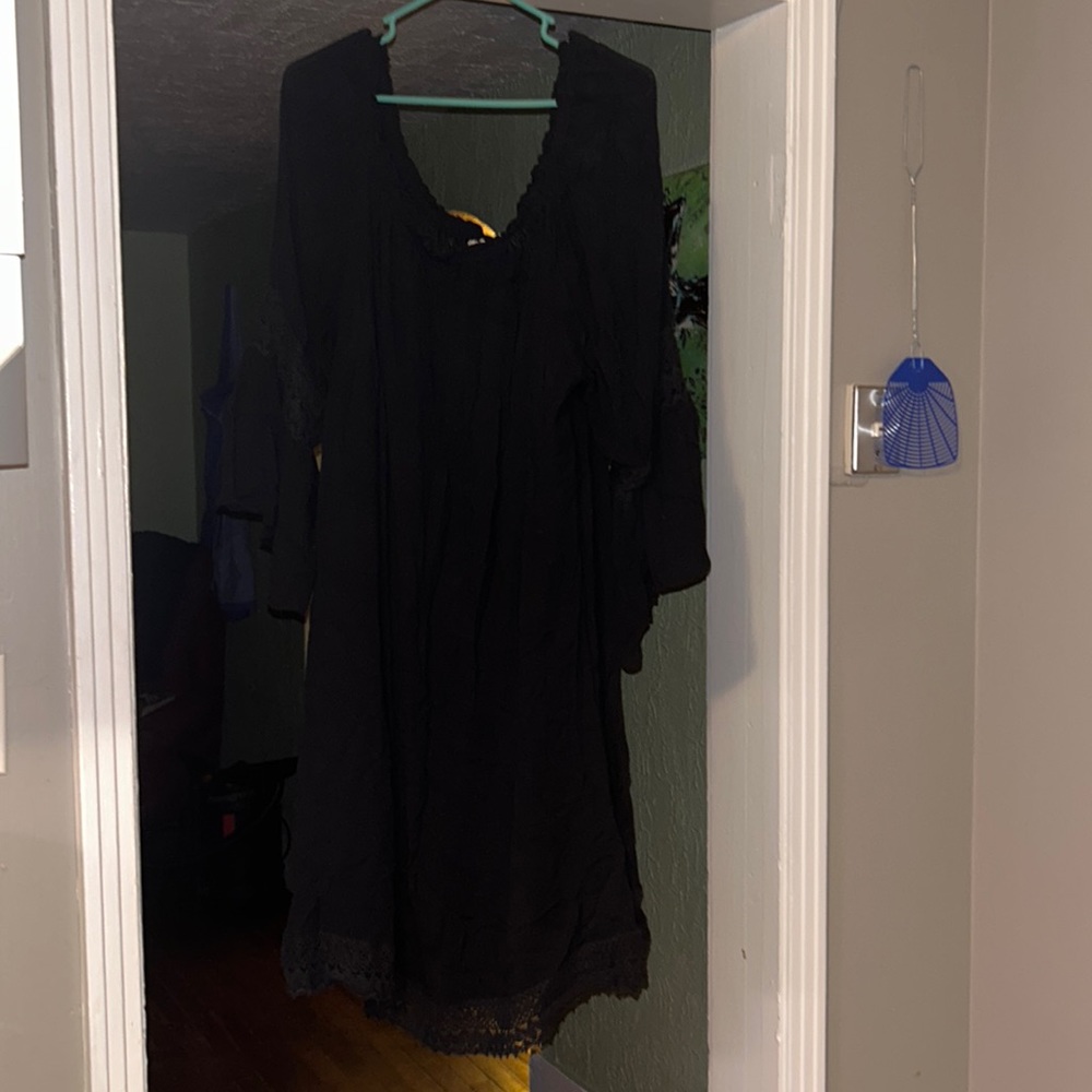 Black bell sleeve dress